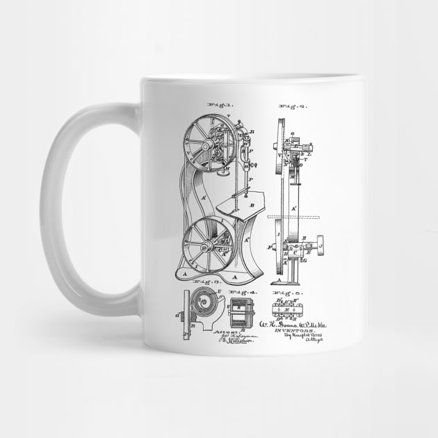 Band-Saw Machine Vintage Patent Hand Drawing by TheYoungDesigns